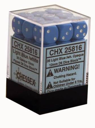 Chessex - 36D6 - Opaque -Light blue/White