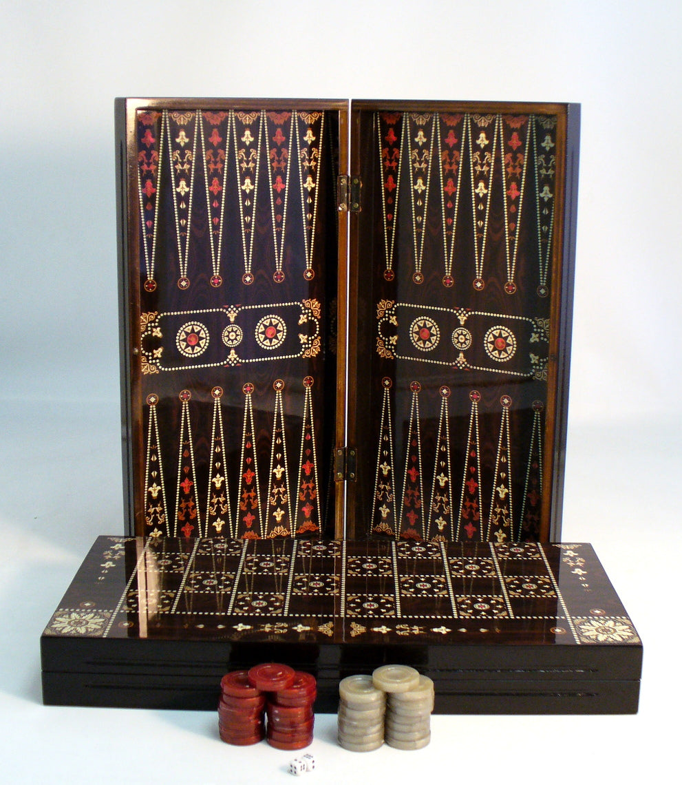 Backgammon Set: 19" Floral Decoupage