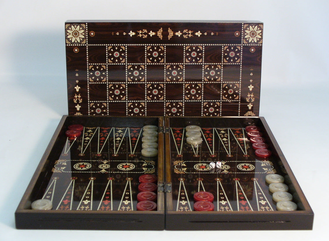 Backgammon Set: 19" Floral Decoupage