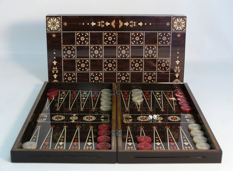 Backgammon Set: 19" Floral Decoupage