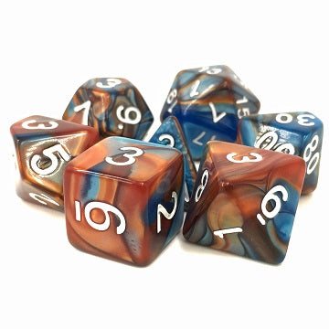 TMG RPG Dice Set - Fusion Blue/Gold Scrying Stone