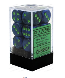Chessex - Lustrous: 12D6 Dark Blue / Green