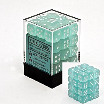 Chessex - 36D6 - Frosted - Teal/White