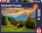 Puzzle - Schmidt Spiele - Sunset Over the Mountain Village of Wamberg (1500 Pieces)