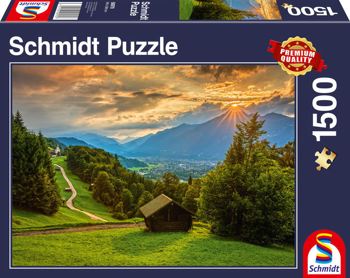 Puzzle - Schmidt Spiele - Sunset Over the Mountain Village of Wamberg (1500 Pieces)