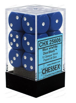 Chessex - Opaque: 12D6 Blue / White
