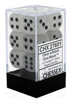 Chessex - Frosted: 12D6 Clear / Black