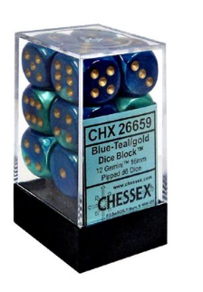 Chessex - Gemini: 12D6 Blue-Teal / Gold