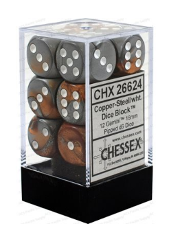 Chessex - Gemini: 12D6 Copper-Steel / White