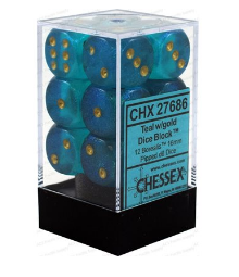 Chessex - Borealis: 12D6 Teal / Gold