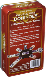 Double Nine Color Dot Dominoes in Tin