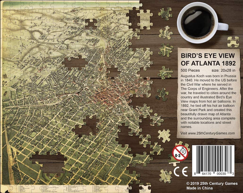 1892 Bird's Eye View Map of Atlanta Puzzle (500 Pieces)