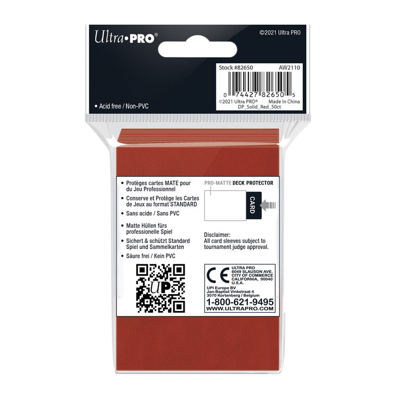 Ultra Pro - PRO-Matte 50ct Standard Deck Protector® sleeves: Red