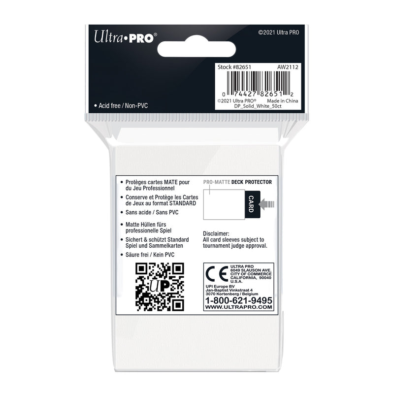Ultra Pro - PRO-Matte 50ct Standard Deck Protector® sleeves: White