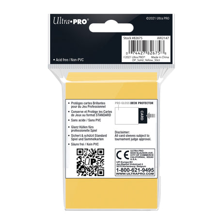 Ultra Pro - PRO-Gloss 50ct Standard Deck Protector® sleeves: Yellow