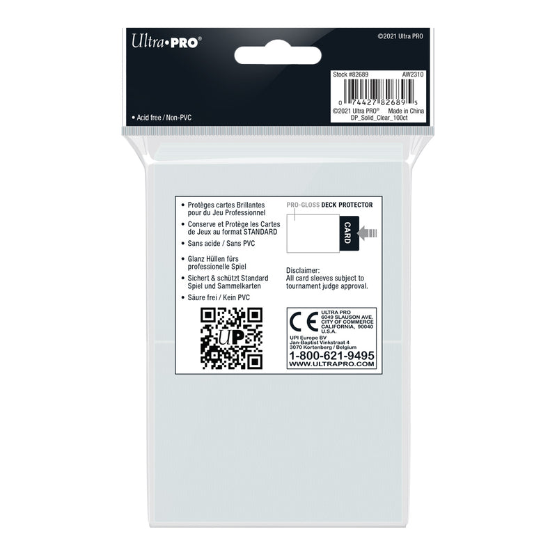 Ultra Pro - PRO-Gloss 100ct Standard Deck Protector® sleeves: Clear