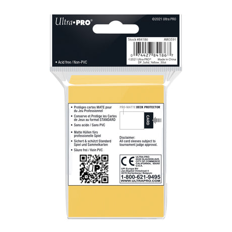 Ultra Pro - PRO-Matte 50ct Standard Deck Protector® sleeves: Yellow