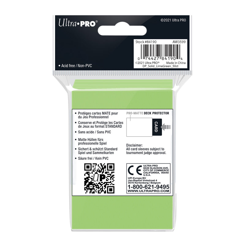 Ultra Pro - PRO-Matte 50ct Standard Deck Protector® sleeves: Lime Green