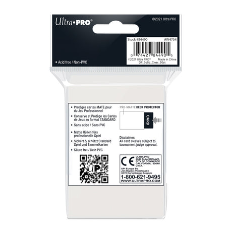 Ultra Pro - PRO-Matte 50ct Standard Deck Protector® sleeves: Clear