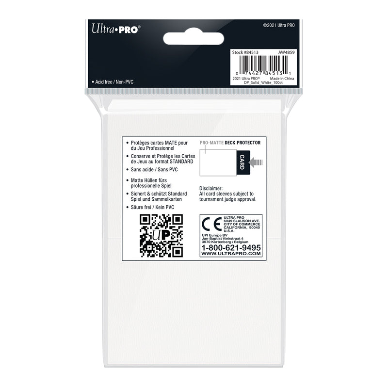 Ultra Pro - PRO-Matte 100ct Standard Deck Protector® sleeves: White