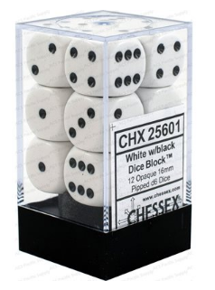 Chessex - Opaque: 12D6 White / Black
