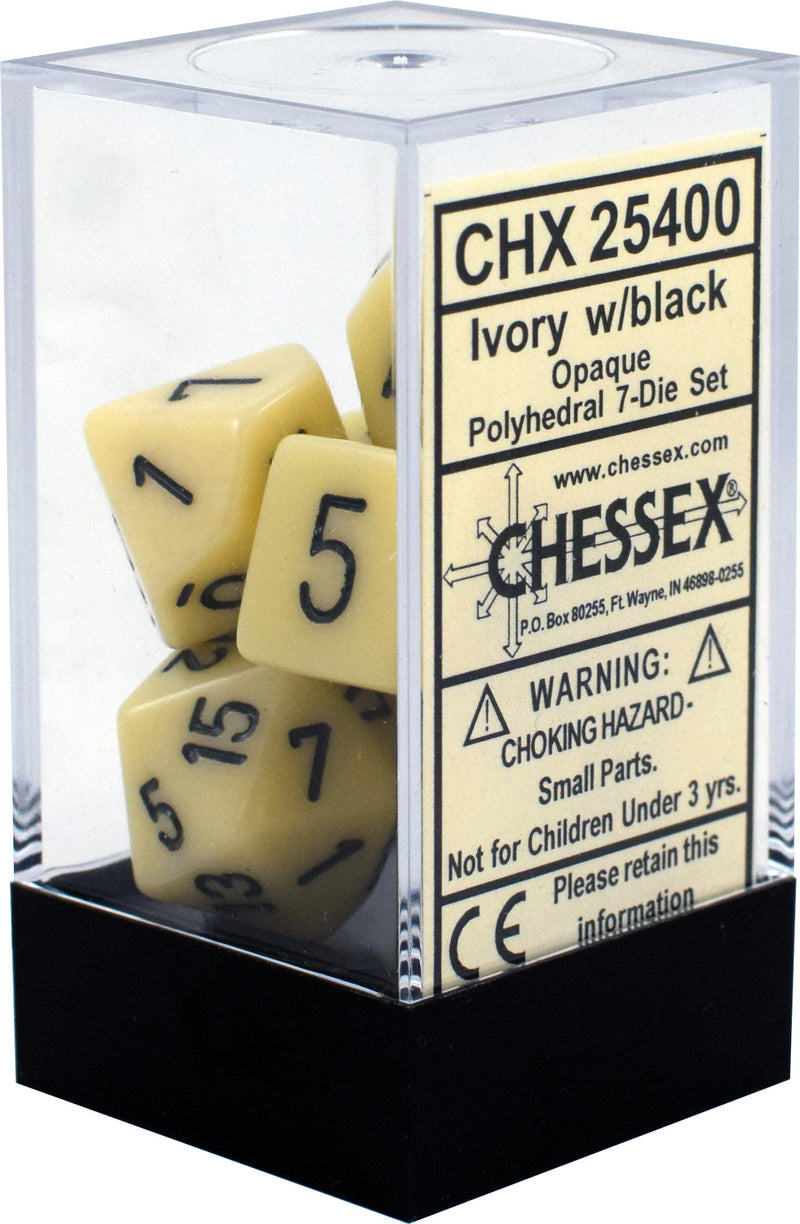 Chessex - 7 Piece - Opaque - IVORY/BLACK
