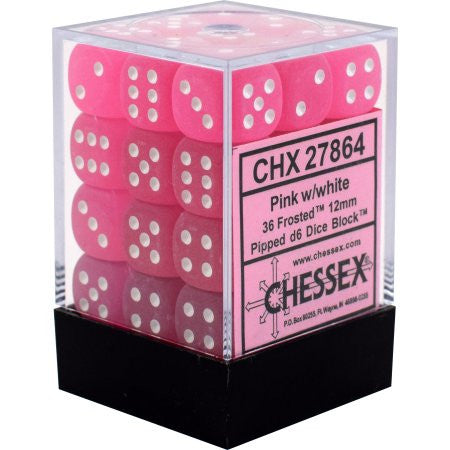 Chessex - 36D6 - Frosted - Pink/White