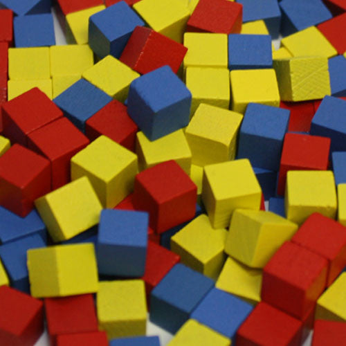 150-Piece Set of Mixed 8mm Cubes (Red, Yellow, and Blue)