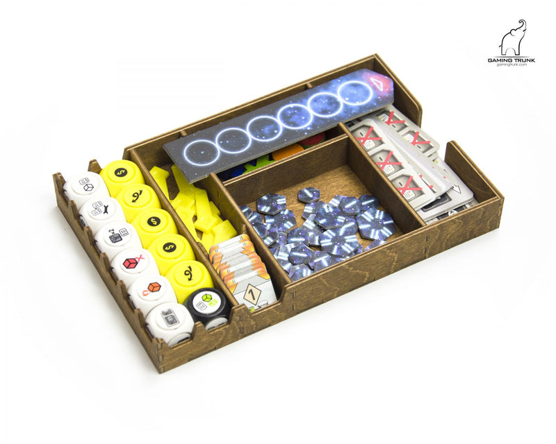 Gaming Trunk - Galactic Roll Organizer for Roll for the Galaxy (Walnut)