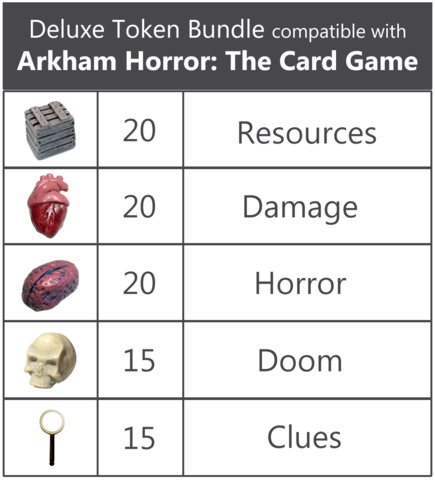 Top Shelf Gamer - Deluxe Token Bundle compatible with Arkham Horror: The Card Game (set of 90)