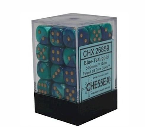 Chessex - 36D6 - Gemini - Blue-Teal/Gold