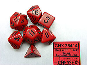 Chessex - 7 Piece - Opaque - Red/Black