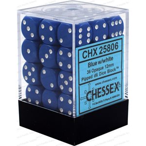 Chessex - 36D6 - Opaque - BLUE/WHITE