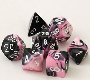 Chessex - 7-Dice Set - Gemini - Black-Pink/White
