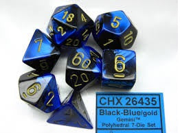 Chessex - 7-Dice Set - Gemini - Black-Blue/Gold