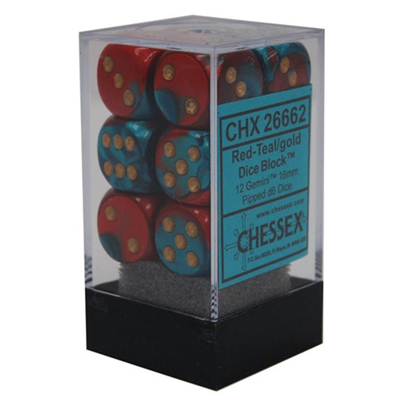 Chessex - Gemini: 12D6 Red-Teal / Gold