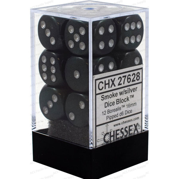 Chessex - Borealis: 12D6 Smoke / Silver