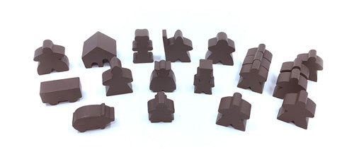 MeepleSource - 19-Piece Set of Brown Meeples (Compatible with Carcassonne & Expansions)
