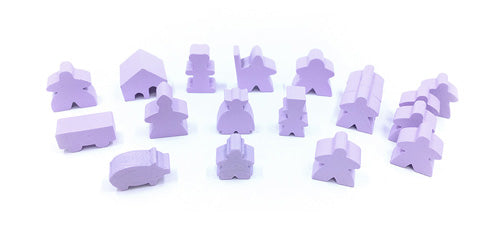 MeepleSource - 19-Piece Set of Lavender Meeples (Compatible with Carcassonne & Expansions)