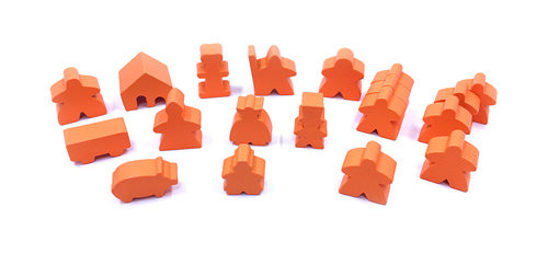 MeepleSource - 19-Piece Set of Orange Meeples (Compatible with Carcassonne & Expansions)