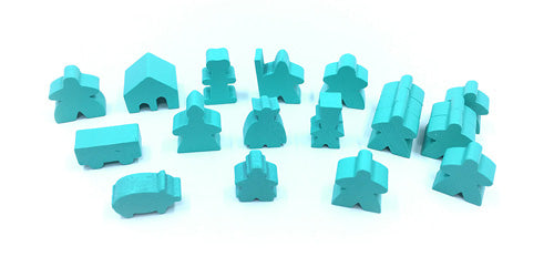 MeepleSource - 19-Piece Set of Turquoise Meeples (Compatible with Carcassonne & Expansions)
