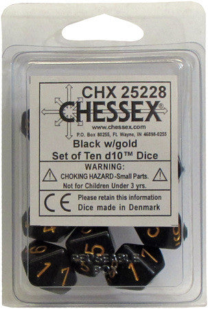 Chessex - 10D10 - Opaque - Black/Gold