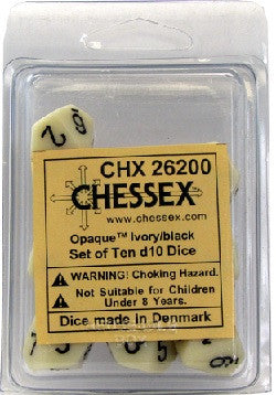 Chessex - 10D10 - Opaque - Ivory/Black