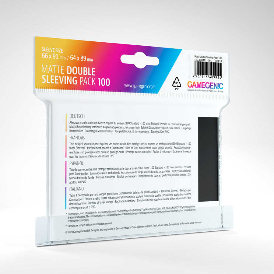 Gamegenic - Matte Double Sleeving Pack Sleeves - Clear/Black (2x100)
