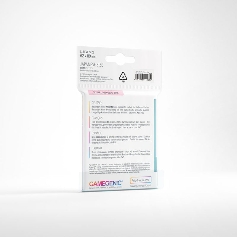 Gamegenic -  Japanese Size Prime Sleeves - Clear (60ct)