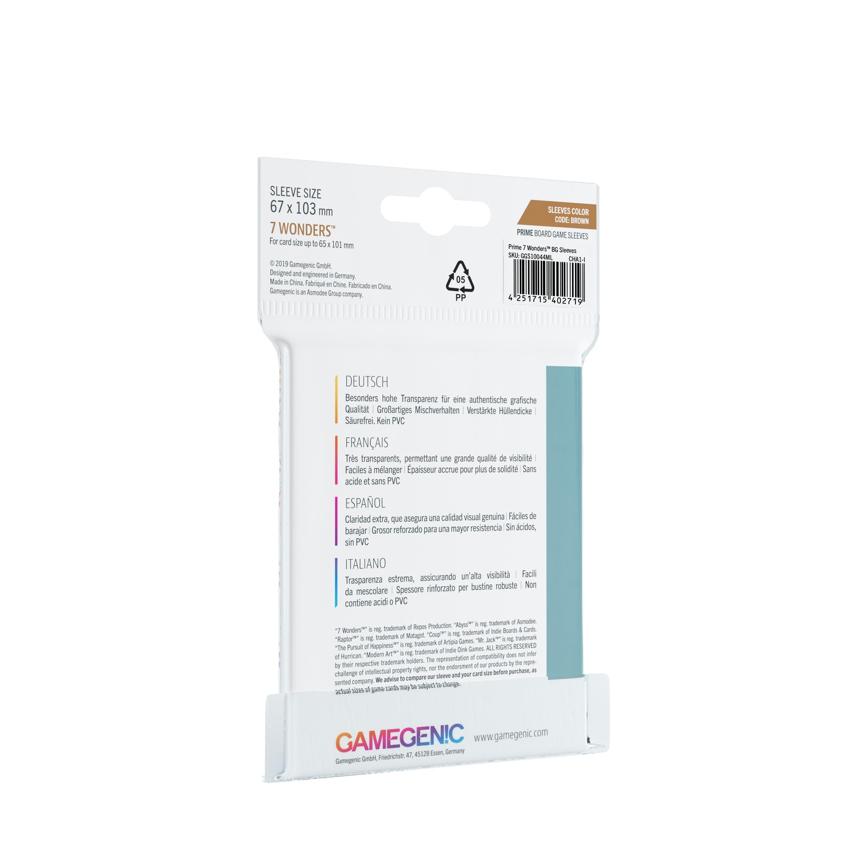 Gamegenic - Prime 7 Wonders Sleeves (80ct)