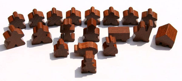 Carcassonne: Meeple - Complete Toy Figure Set (19 Pieces) (Wood Brown)