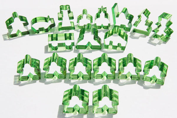 Carcassonne: Meeple - Complete Toy Figure Set (19 Pieces) (Transparent Light Green)