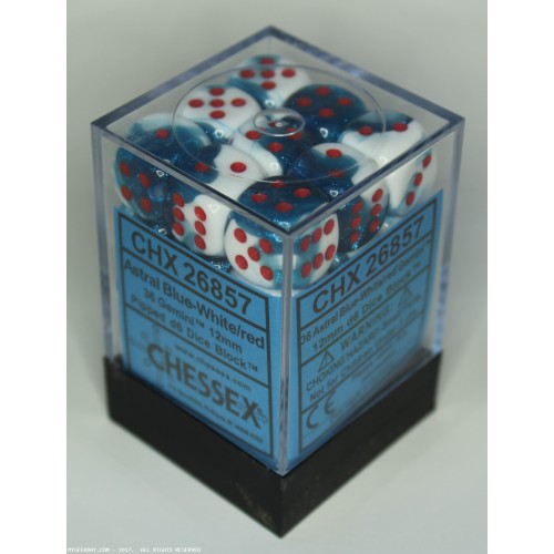 Chessex - 36D6 - Gemini - Astral Blue-White/Red