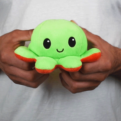 Reversible Octopus Mini Plush (Happy Green+Angry Red)